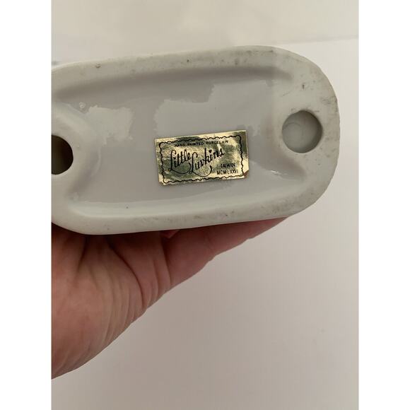 Vintage Little Luvkins Vintage Votive Candle Holder Girl with Rabbits 5"h x 3 5" - Picture 8 of 8